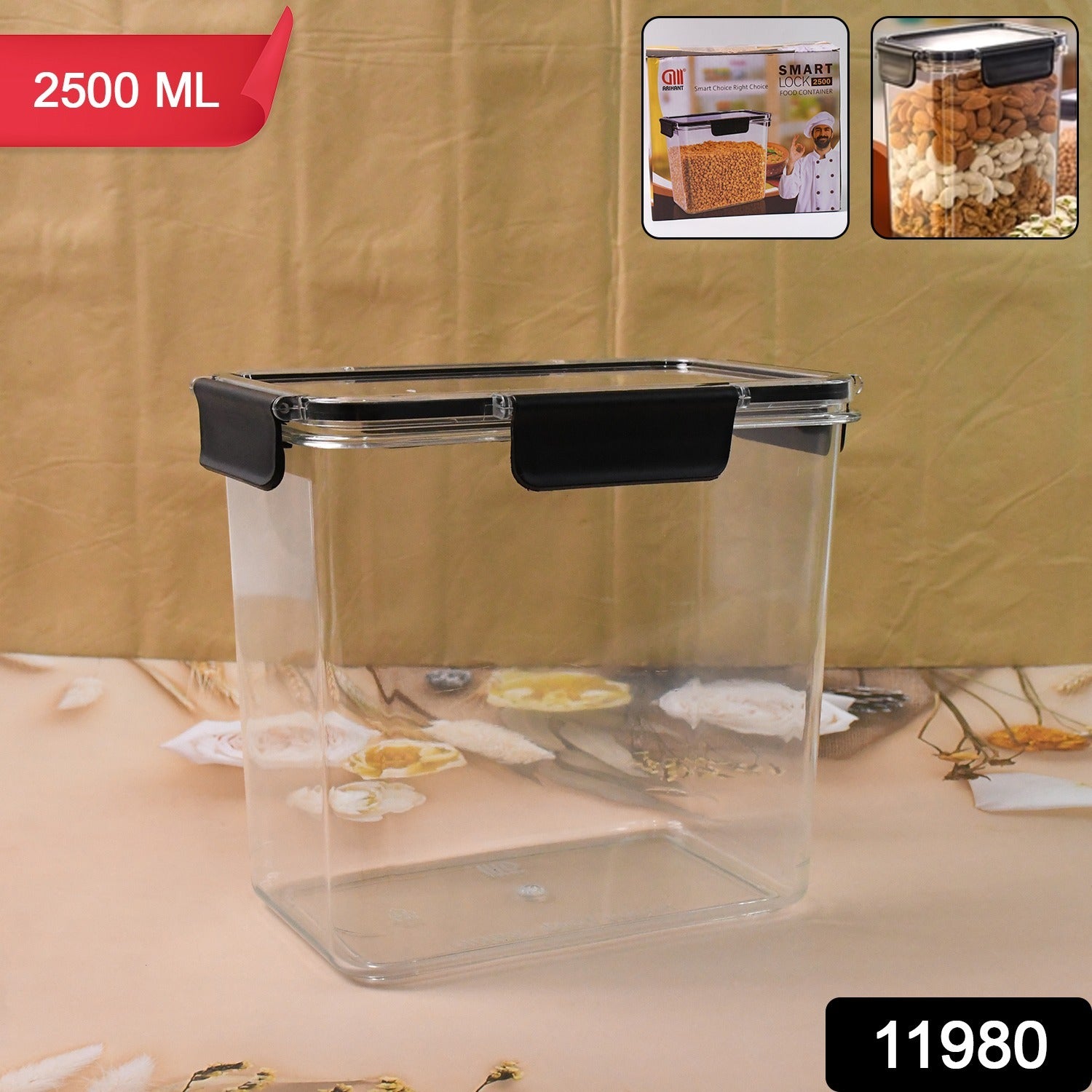 Food Storage Container Airtight Plastic Container With Easy Snap Lids (2500ml  1 Pc) Food Storage Container Airtight Plastic Container With Easy Snap Lids (2500ml  1 Pc)